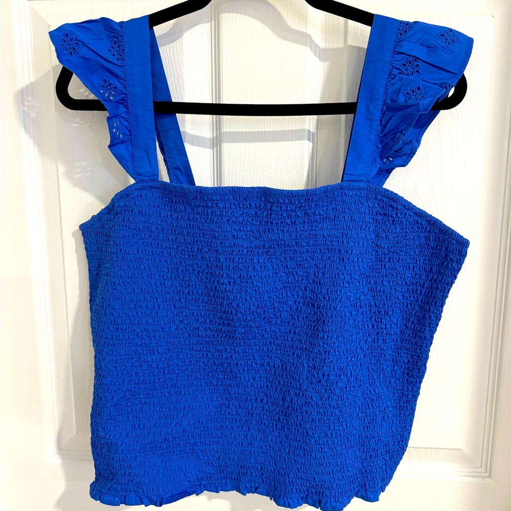 Old Navy Women’s Cropped Smocked Top - XL Royal Blue - NWT